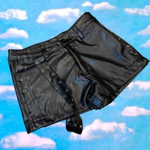 Black Leather Women's Shorts